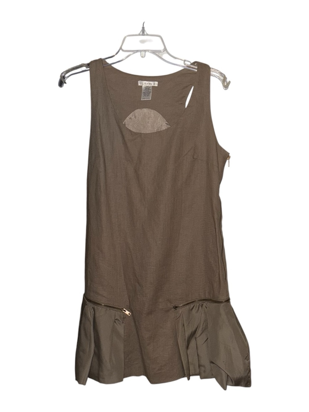 Esley Taupe Sleeveless Shift Dress with Satin Peplum